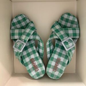 CAMPER atonik sandals- green plaid sandals